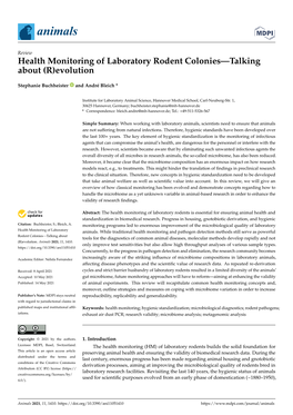 Health Monitoring of Laboratory Rodent Colonies—Talking About (R)Evolution