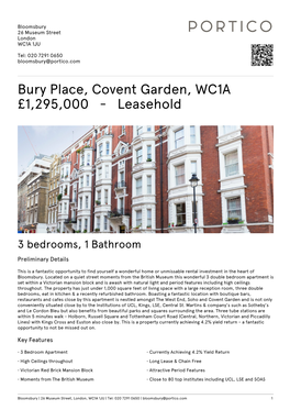 Bury Place, Covent Garden, WC1A £1295000