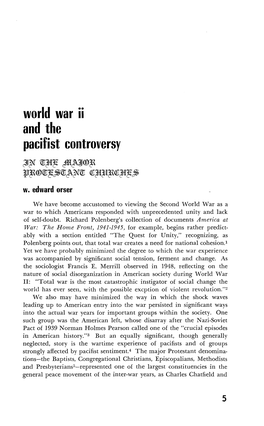 World War Ii and the Pacifist Controversy