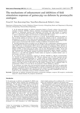 The Mechanisms of Enhancement and Inhibition of ®Eld Stimulation Responses of Guinea-Pig Vas Deferens by Prostacyclin Analogues