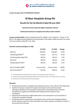 Al Noor Hospitals Group Plc