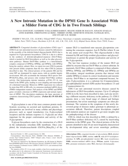 A New Intronic Mutation in the DPM1 Gene Is Associated with a Milder Form of CDG Ie in Two French Siblings