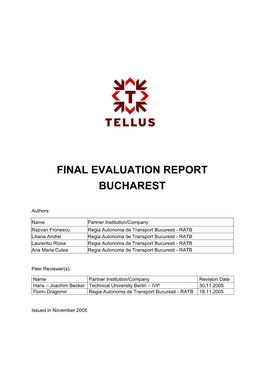 Final Evaluation Report Bucharest