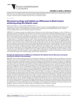 Movement Ecology and Habitat Use Differences in Black Scoters Wintering Along the Atlantic Coast