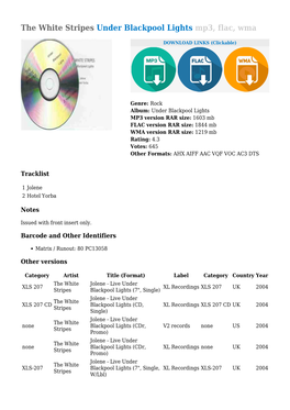 The White Stripes Under Blackpool Lights Mp3, Flac, Wma