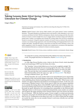 Taking Lessons from Silent Spring: Using Environmental Literature for Climate Change