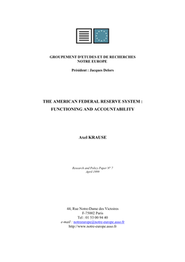 The American Federal Reserve System : Functioning and Accountability