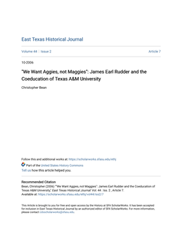 James Earl Rudder and the Coeducation of Texas A&M University