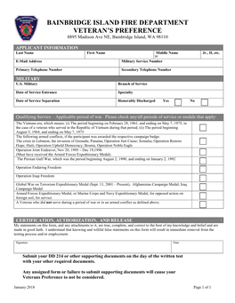 Bainbridge Island Fire Department Veteran's Preference