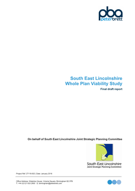 South East Lincolnshire Whole Plan Viability Study Final Draft Report