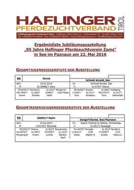 Ergebnis Ausstellung Zams 2016