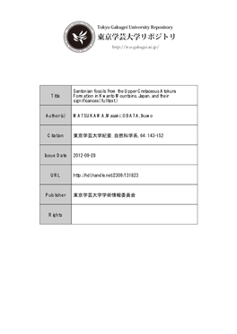 Title Santonian Fossils from the Upper Cretaceous Atokura Formation In