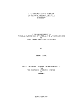 A Numerical Taxonomic Study on the Family Plumbaginaceae in Turkey