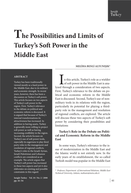 The Possibilities and Limits of Turkey's Soft Power in the Middle East