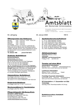 Amtsblatt Donnerstag (8 Bis 17:30 Uhr) Mittwoch 12.00 Uhr Claudia Litzbarski 07391 779 2476 Claudia.Litzbarski@Alb-Donau-Kreis.De