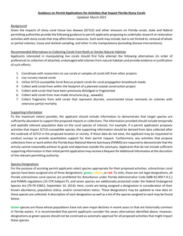 Guidance on Permit Applications for Activities That Impact Florida Stony Corals Updated: March 2021