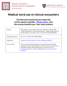 Medical Word Use in Clinical Encounters