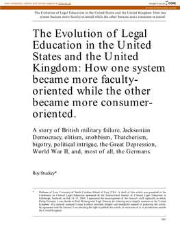The Evolution of Legal Education in the United States and The