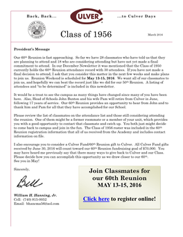 Class of 1956 March 2016