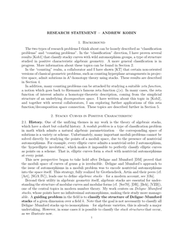 RESEARCH STATEMENT – ANDREW KOBIN 1. Background