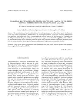 Molecular Identification and Genetic Relationships Among Coffee Species (Coffea L) Inferred from Issr and Srap Marker Analyses