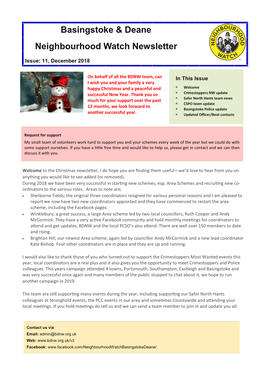 Basingstoke & Deane Neighbourhood Watch Newsletter