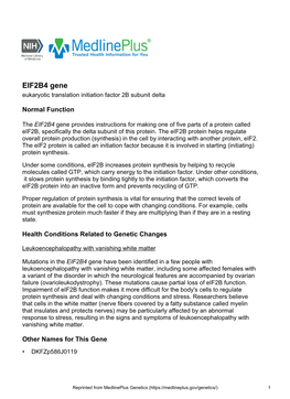 EIF2B4 Gene Eukaryotic Translation Initiation Factor 2B Subunit Delta