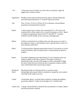 A Hawaiian Term for Basaltic Lava Flows That Are Typically Rough and Jagged with a Clinkery Surface