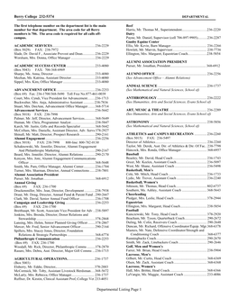 The First Telephone Number on the Department List Is the Main Beef Number for That Department