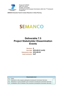 Deliverable 7.5 Project Stakeholder Dissemination Events