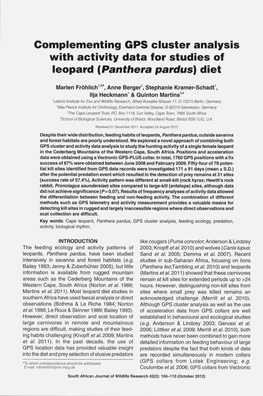 Complementing GPS Cluster Analysis with Activity Data for Studies of Leopard Ipanthera Pardus) Diet