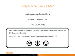 Filesystem on Unix / POSIX