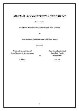 Mutual Recognition Agreement