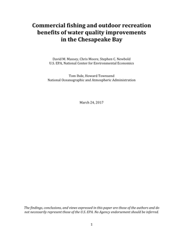 Commercial Fishing and Outdoor Recreation Benefits of Water Quality Improvements in the Chesapeake Bay