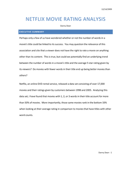 Netflix Movie Rating Analysis