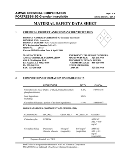 Material Safety Data Sheet