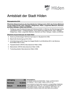 Amtsblatt Der Stadt Hilden