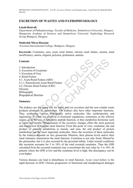 Excretion of Wastes and Pathophysiology - László Rosivall, Shahrokh Mirza Hosseini