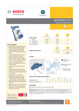 BLAUPUNKT ALPS + Major Roads of Western Europe