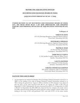 Adjudication Order No. Sp/Ao - 5/2010]