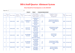 DDA:Staff Quarter Allotment System