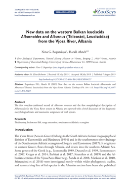 New Data on the Western Balkan Leuciscids Alburnoides and Alburnus (Teleostei, Leuciscidae) from the Vjosa River, Albania