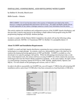 INSTALLING, CONFIGURING, and DEVELOPING with XAMPP by Dalibor D