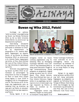 Buwan Ng Wika 2012, Patok!