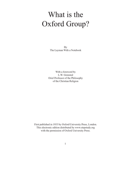 What Is the Oxford Group?