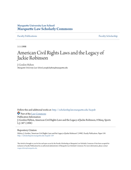 American Civil Rights Laws and the Legacy of Jackie Robinson J