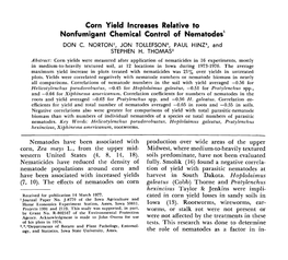 Corn Yield Increases Relative to Nonfumigant Chemical Control of Nematodes 1 DON C