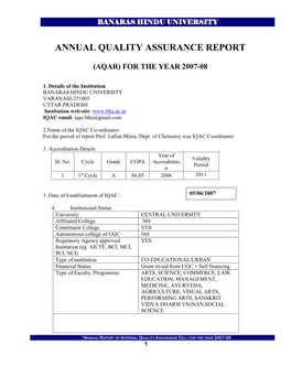 Annual Quality Assurance Report