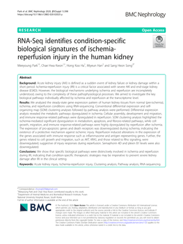 RNA-Seq Identifies Condition-Specific Biological Signatures of Ischemia