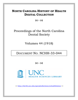 Proceedings of the North Carolina Dental Society